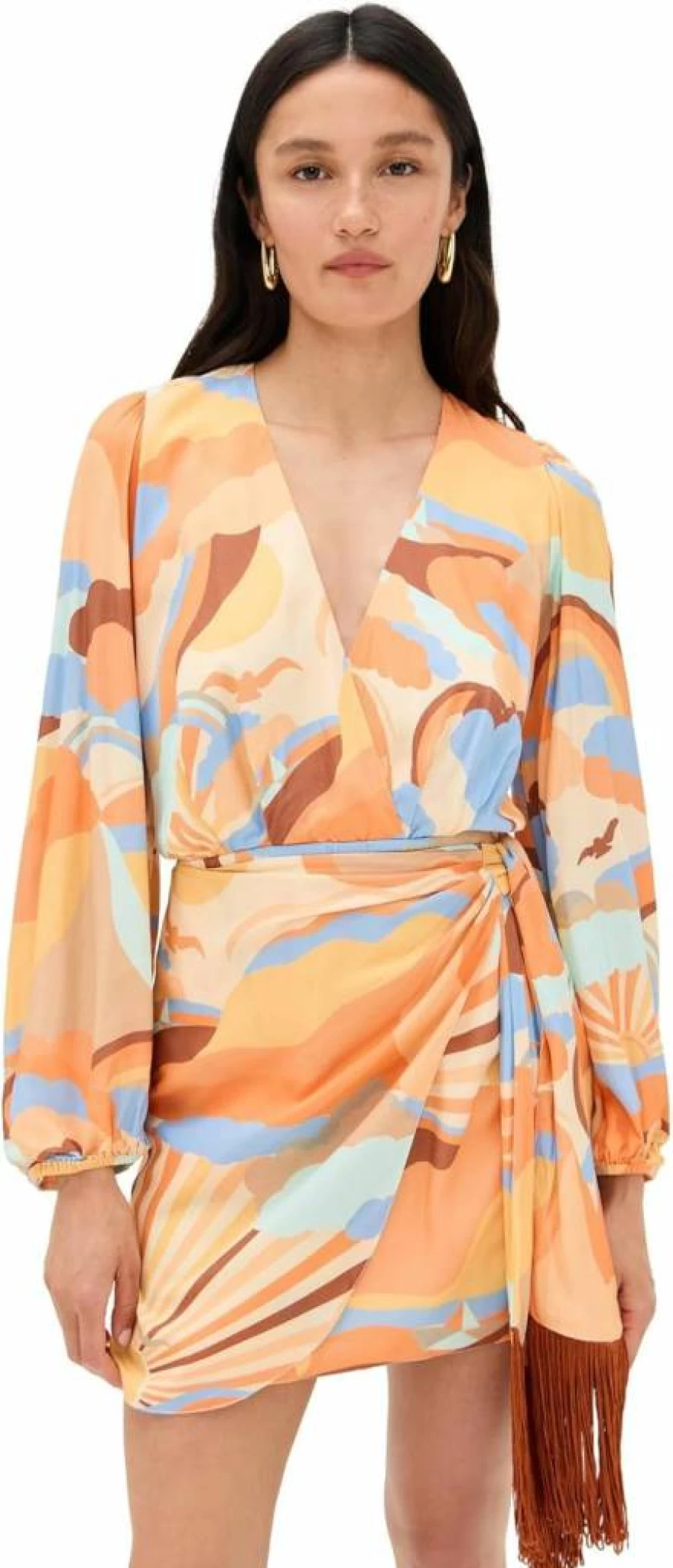 Women's Sunset Print Dress by Dress To - Flowy Summer Dress with Vibrant Sunset Design