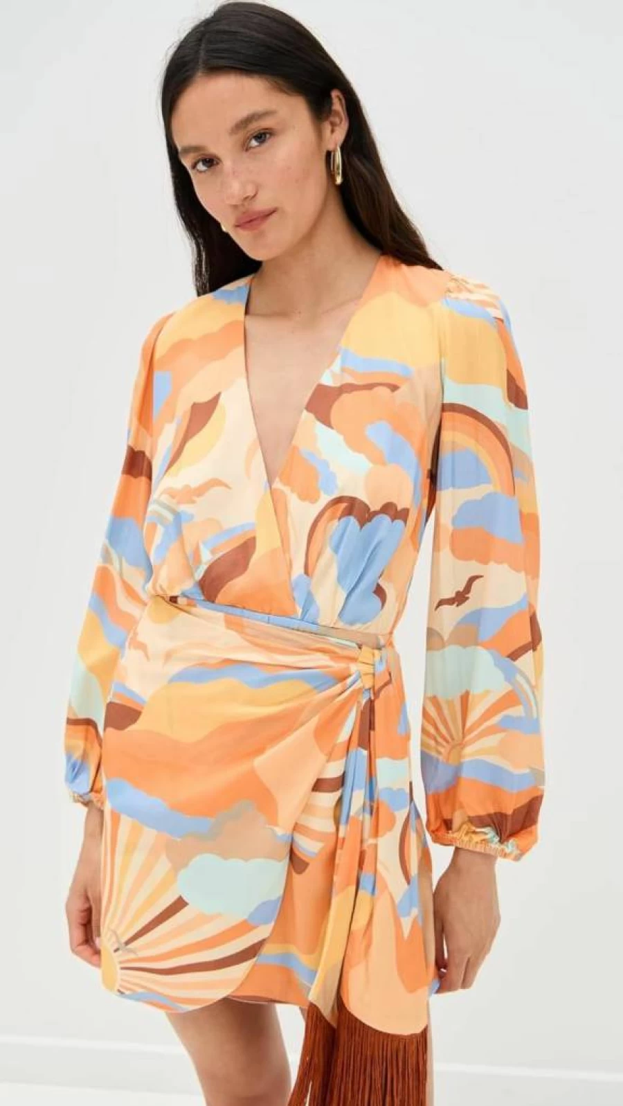 Women's Sunset Print Dress by Dress To - Flowy Summer Dress with Vibrant Sunset Design