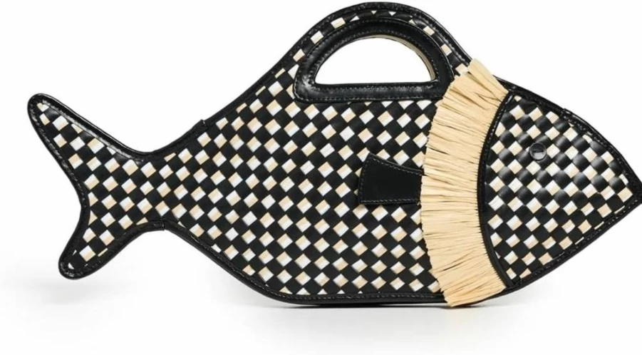 STAUD Cleo Fish Basket Bag for Women - Woven Handbag with Handle, Summer Beach Tote