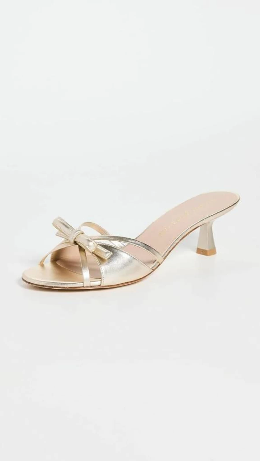 Stuart Weitzman Women's Felicity Bow Slide Sandals 50mm Heel Luxury Comfortable Loafers