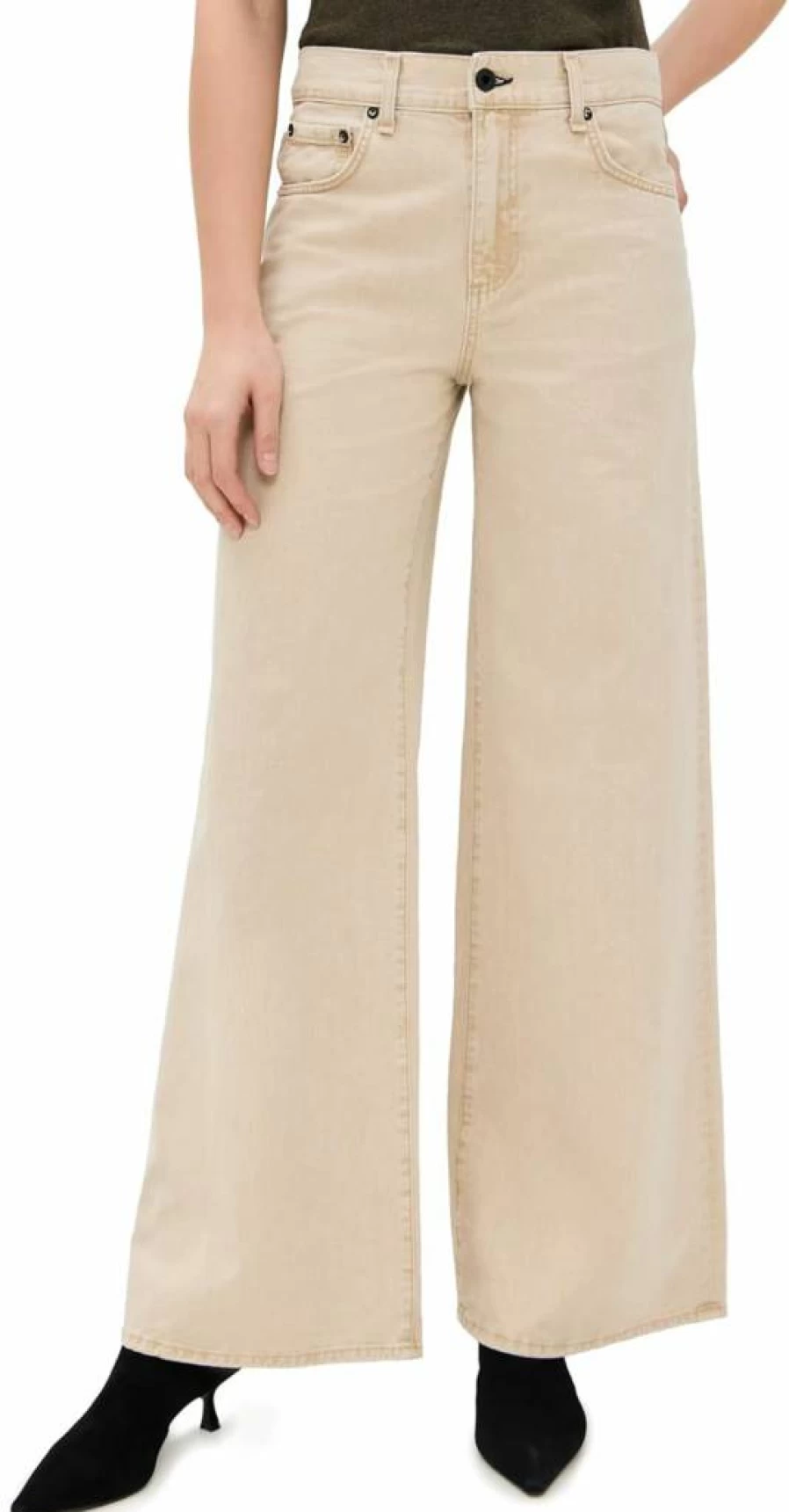 ASKK NY Women's High-Rise Wide Leg Jeans - Stretch Denim Comfort Fit for Women