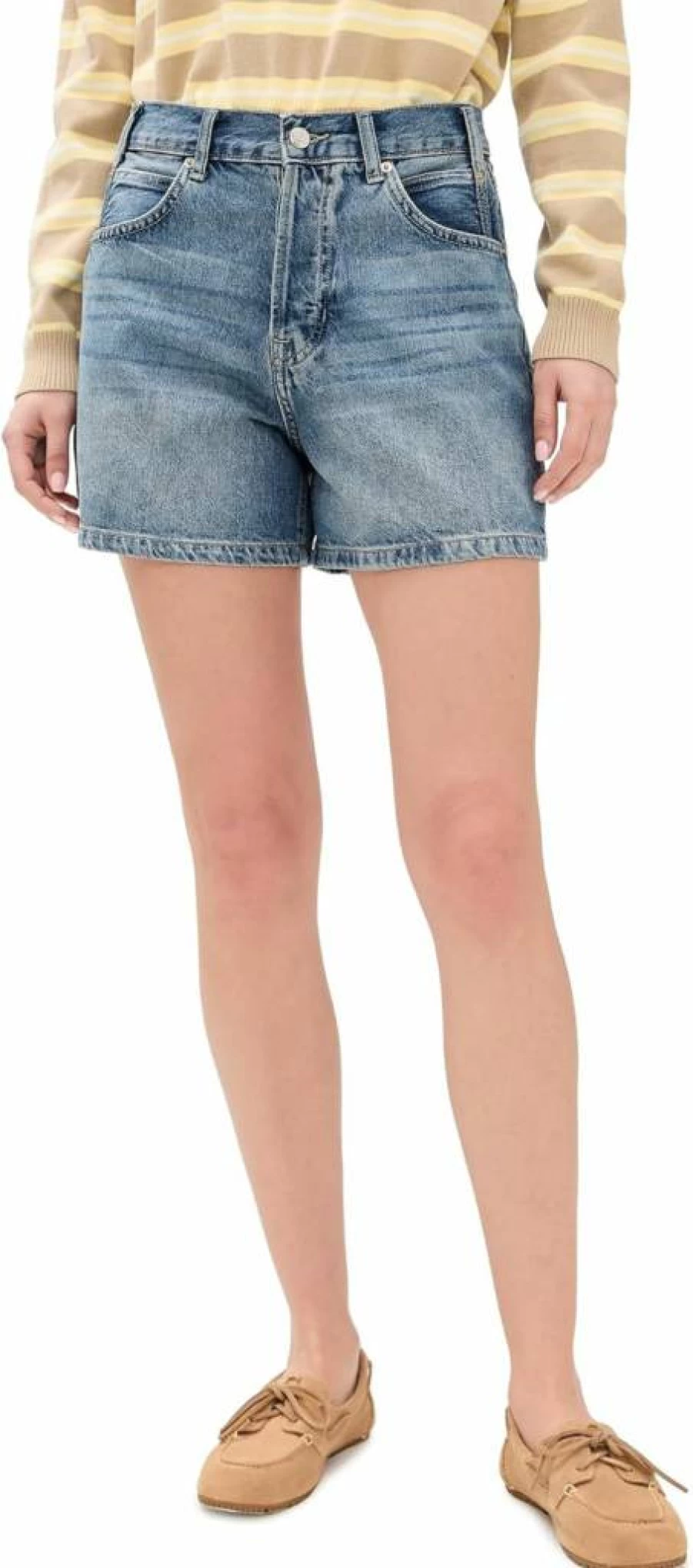 Free Women's Tippi Denim Shorts by Free People | High-Waisted Distressed Vintage Blue Jeans Shorts for Women