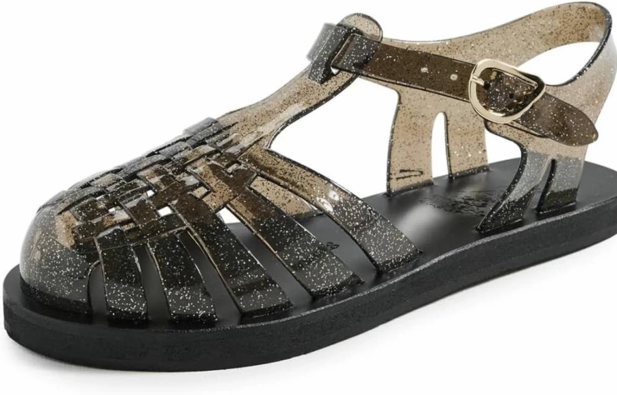 Ancient Greek Sandals Women's Homeria Glitter Jelly Sandals - Sparkling Summer Slide Sandals