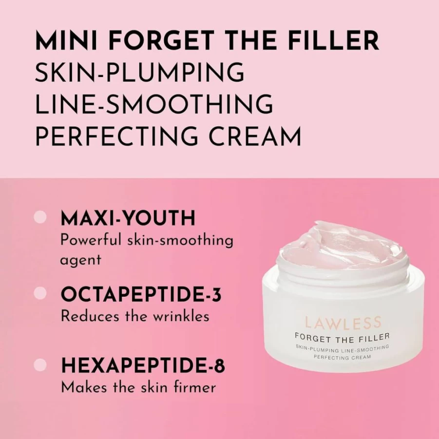 Lawless Mini Skin-Plumping Perfecting Cream - Premium Non-Acne Moisturizer to Prime, Smooth & Tighten for Youthful Look - 0.05 Oz Hydrating Face Cream