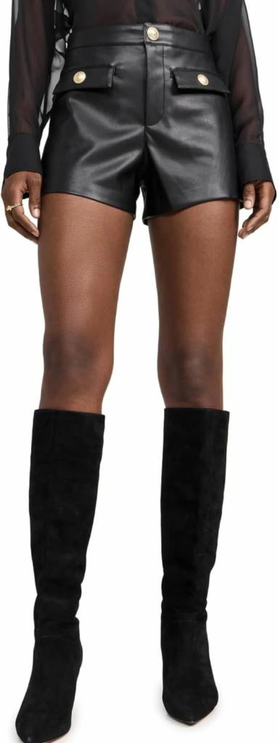 L'AGENCE Women's Dionne Faux Leather Shorts - High-Waisted Vegan Leather Shorts for Women