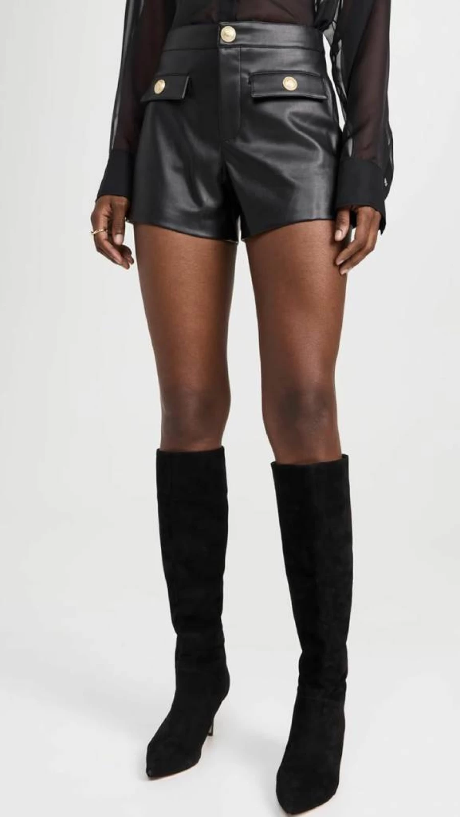 L'AGENCE Women's Dionne Faux Leather Shorts - High-Waisted Vegan Leather Shorts for Women