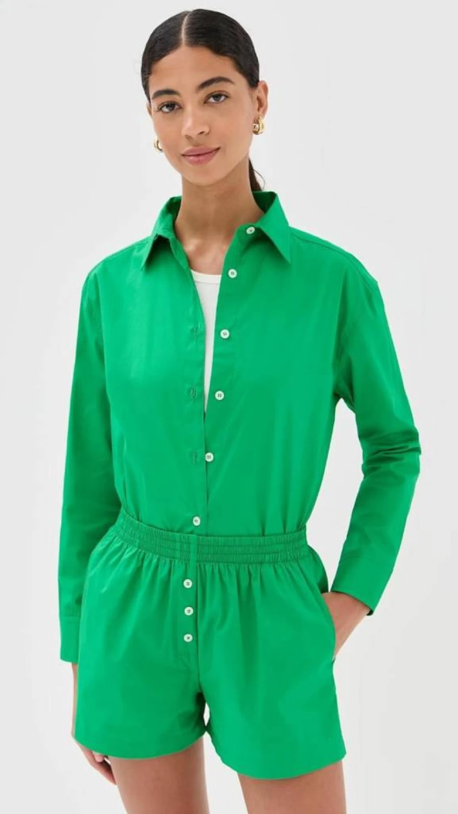 LE BOP Women's Cecilia Button Down Shirt - Classic Casual Tops for Women
