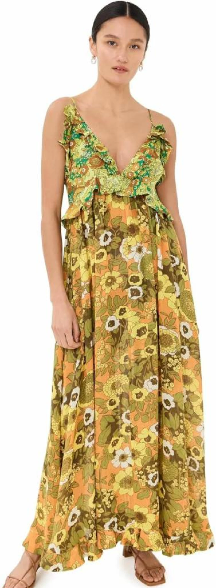 Alemais Women's Jeff Spliced Frill Dress - Floral Bohemian Summer Maxi Dress