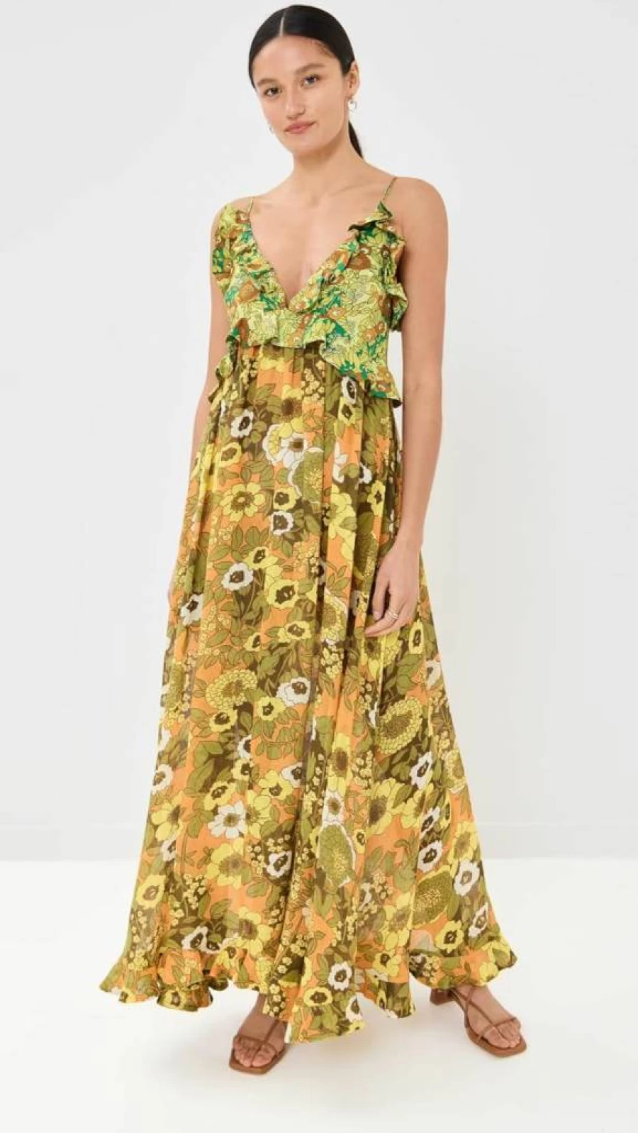 Alemais Women's Jeff Spliced Frill Dress - Floral Bohemian Summer Maxi Dress