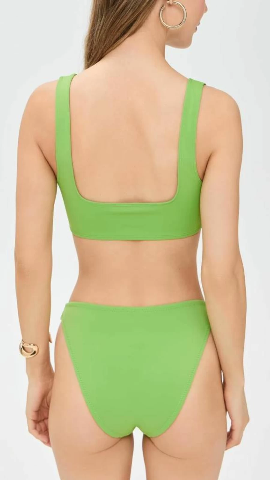 Good American Women's Square Neck Compression Swim Top - High Support Bathing Suit for Active Women