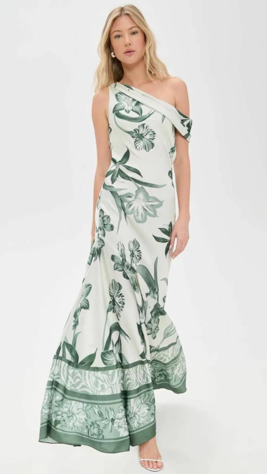 ROCOCO SAND Women's Elegant One Shoulder Cowl Neck Long Maxi Dress