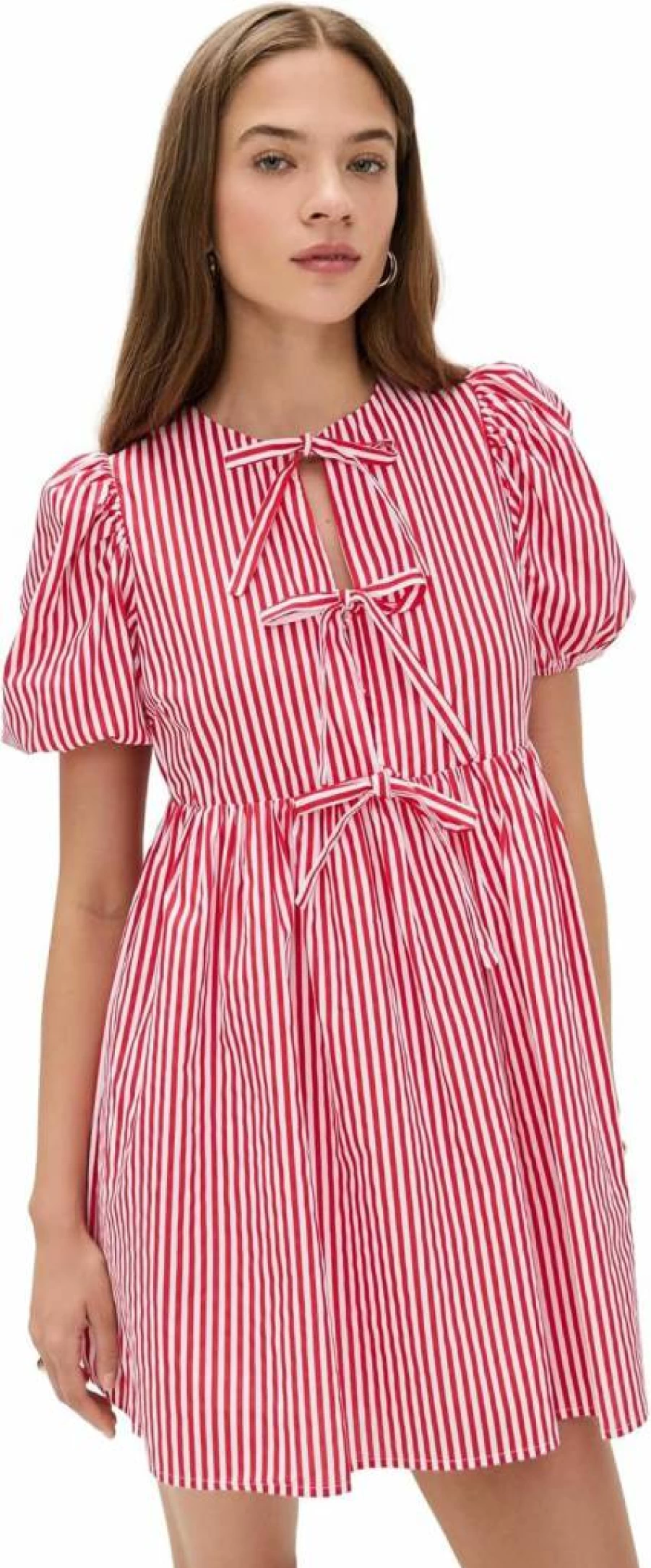English Factory Women's Elegant Striped Sleeveless Bow-Tie Summer Dress