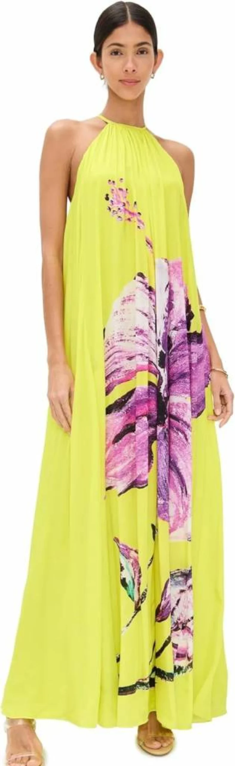 ROCOCO SAND Women's Bohemian Floral Flared Maxi Dress - Elegant Long Summer Beach Dress