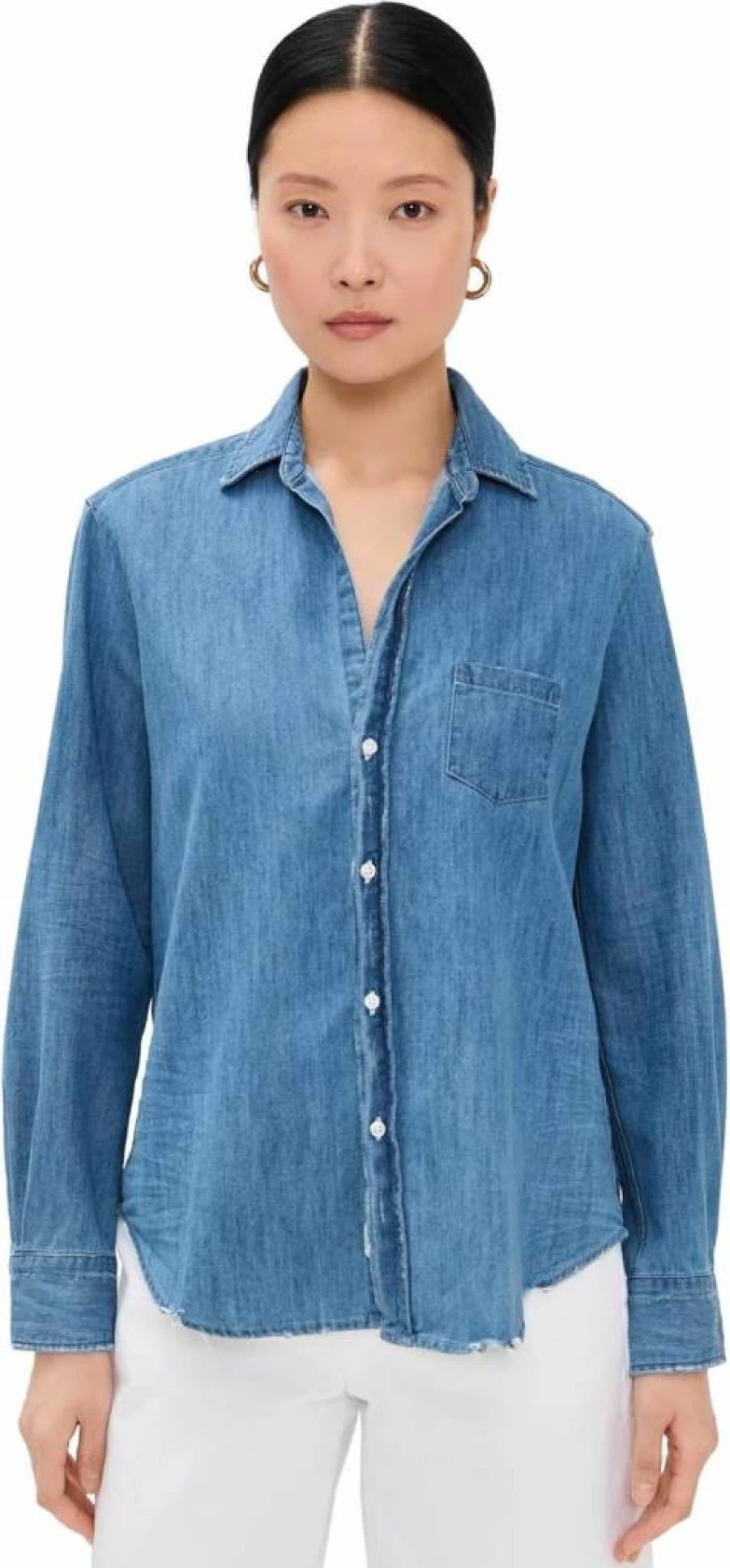 Frank & Eileen Women's Relaxed Denim Shirt - Classic Button Down Top for Women
