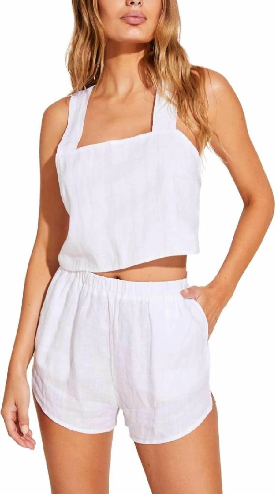 Vitamin A Women's Linen Swim Cover Up - Beach Shorts for Swimwear