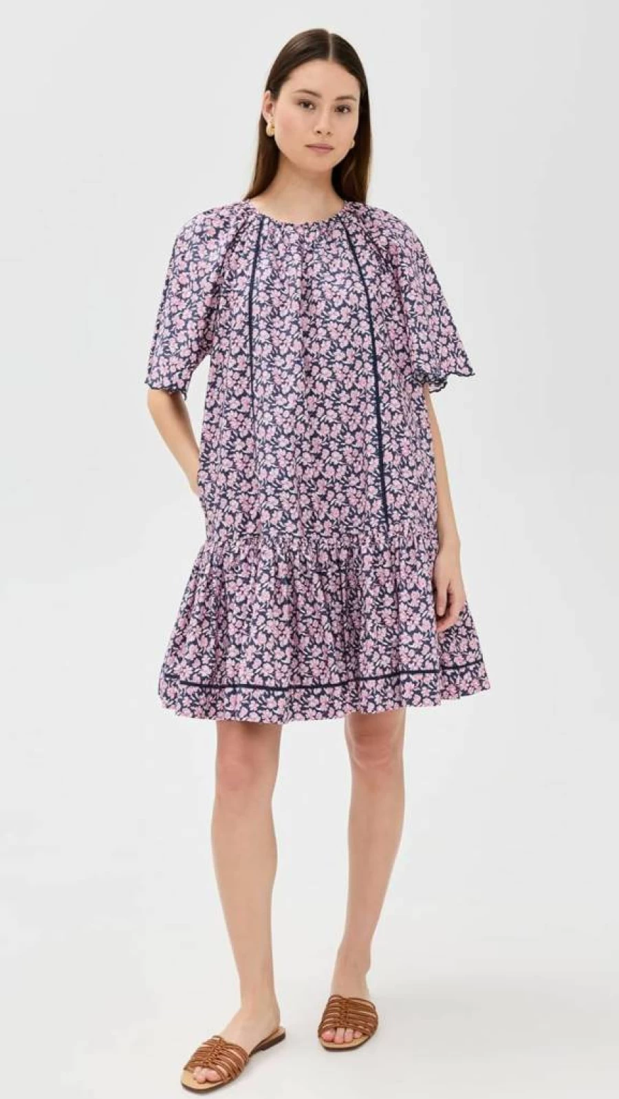 Merlette Women's Floral Print Palermo Dress - Elegant Short Sleeve Summer Dress