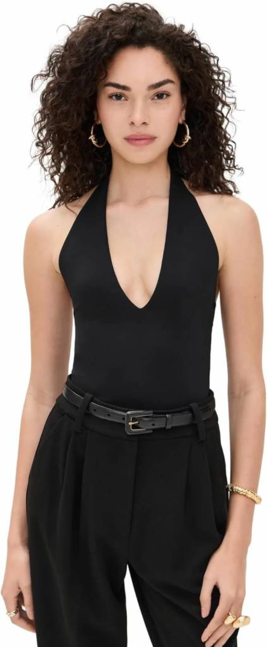 Good American Women's Scuba Halter Bodysuit - V Neck One-Piece Swimsuit