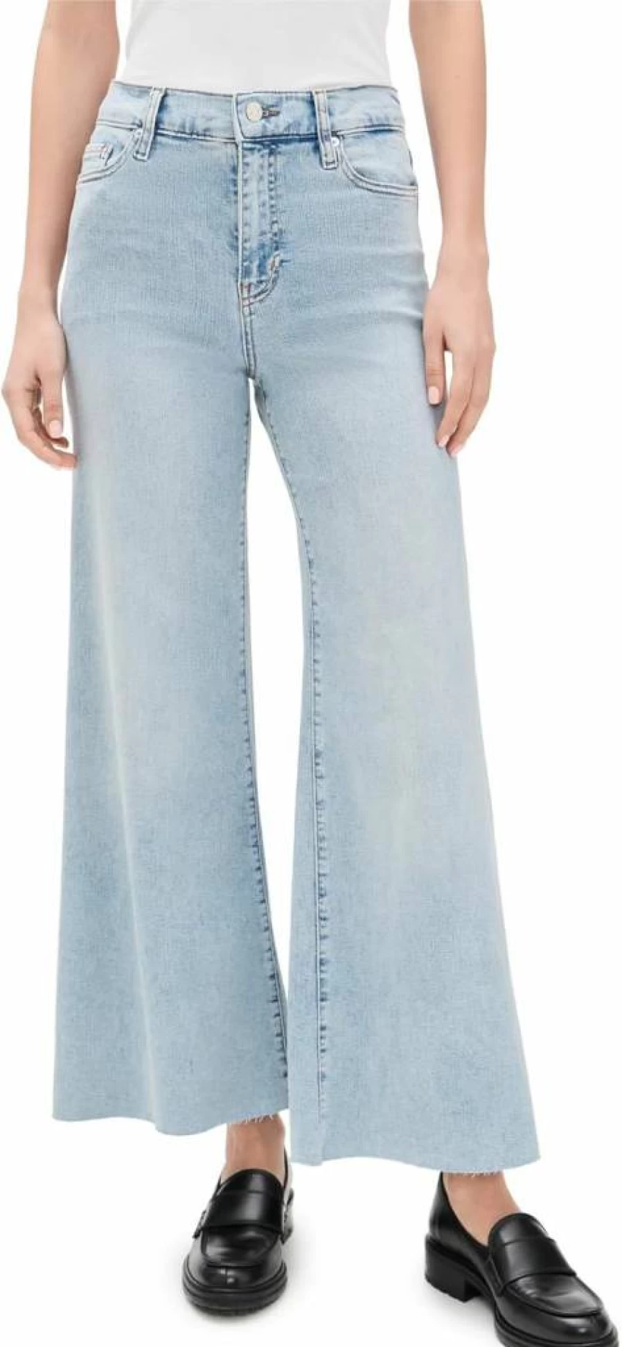 FRAME Women's Le Palazzo High-Rise Crop Jeans - Slim Fit Stretch Denim Ankle-Length Pants