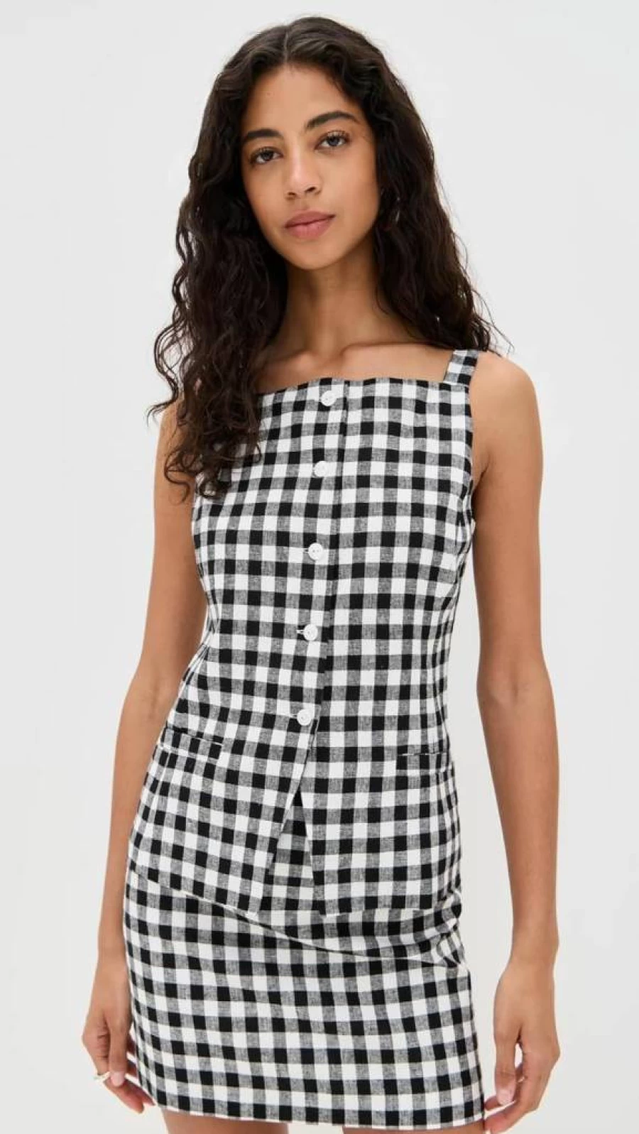 WAYF Gracie Gingham Vest for Women - Stylish Checkered Waistcoat Casual Chic