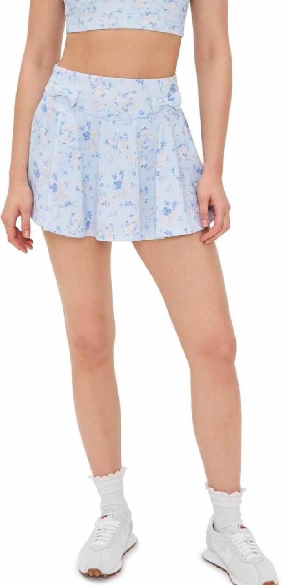 LOVESHACKFANCY Women's Corene Pleated Tennis Skirt with Shorts - Floral Print High Waist Skort