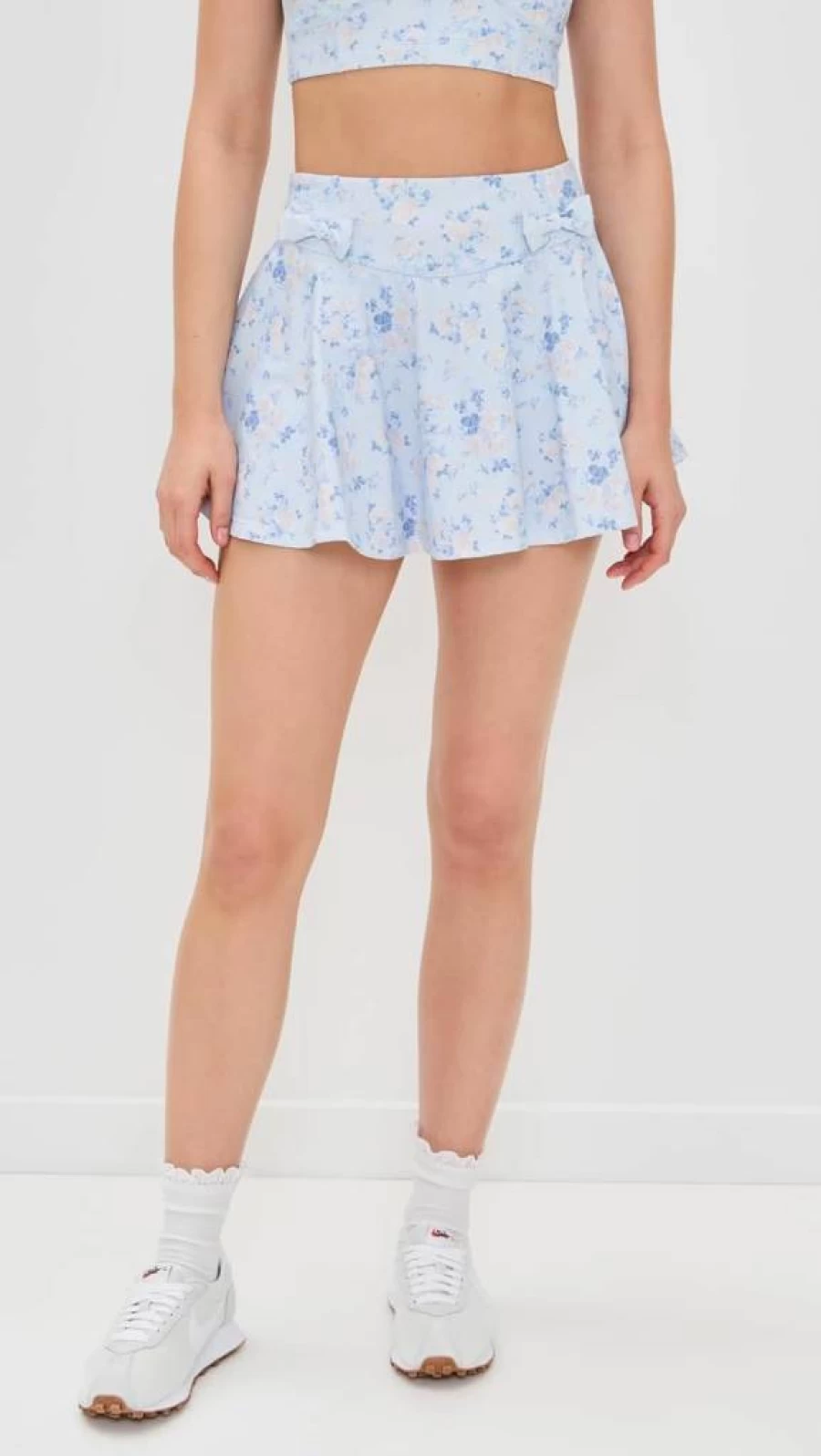 LOVESHACKFANCY Women's Corene Pleated Tennis Skirt with Shorts - Floral Print High Waist Skort