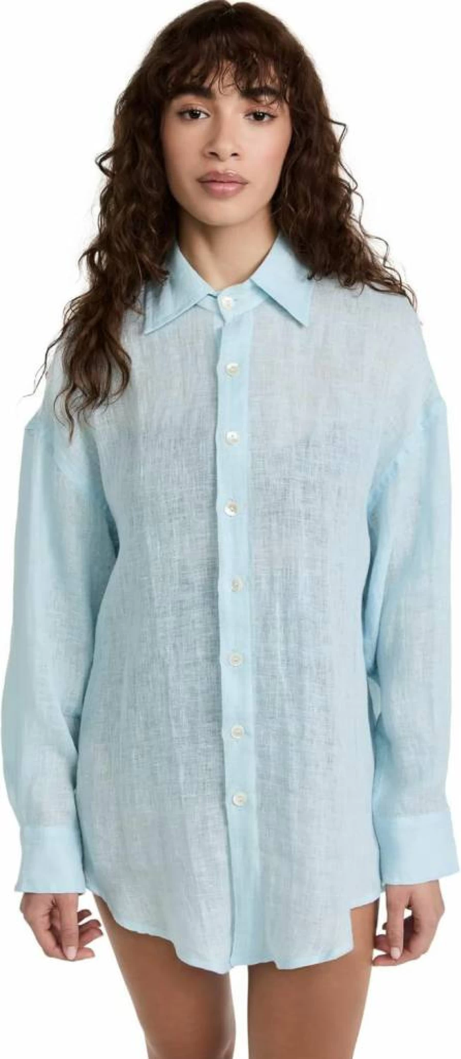 Vitamin A Women's Playa Linen Boyfriend Shirt - Beach Cover Up & Swimwear Wrap