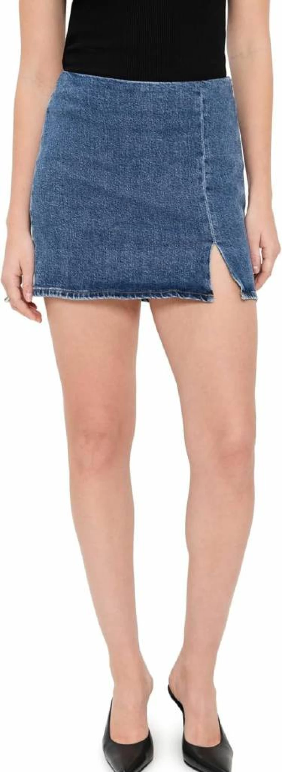 Good American Women's Denim Mini Skirt - High-Waist Stretch Short Denim Skirt for Women