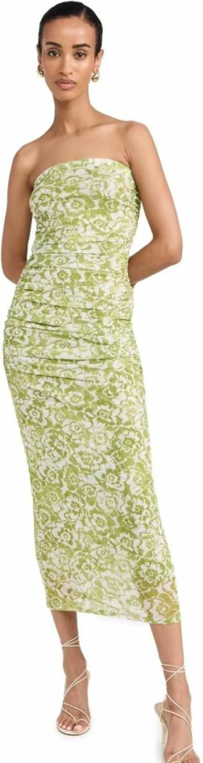 RESA Women's Kristina Floral Mesh Dress - Elegant Lotus Print Summer Dress