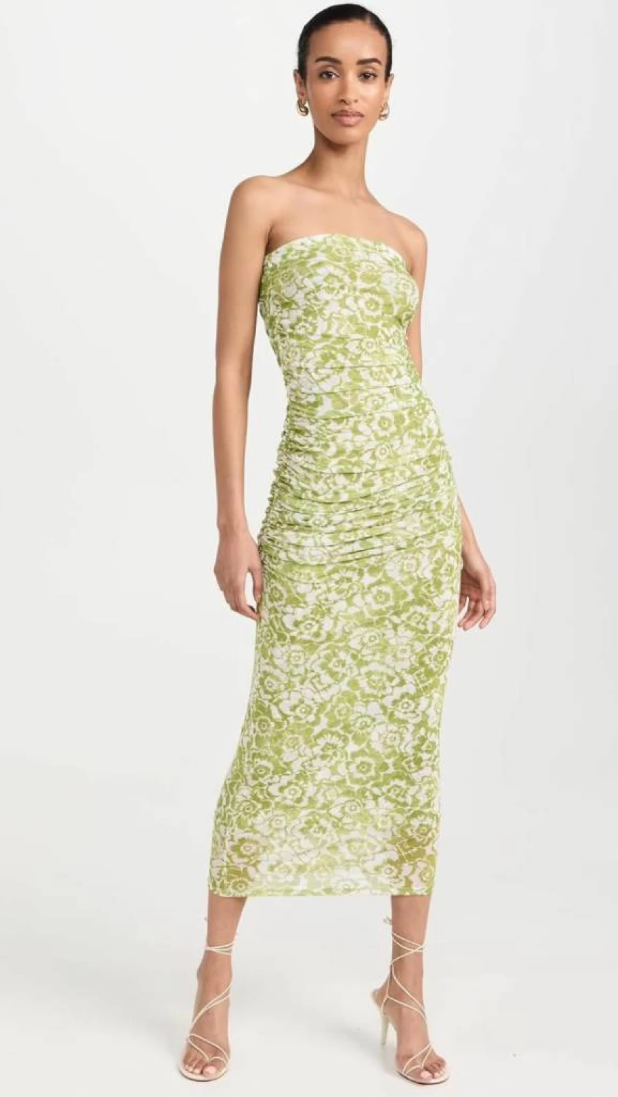 RESA Women's Kristina Floral Mesh Dress - Elegant Lotus Print Summer Dress