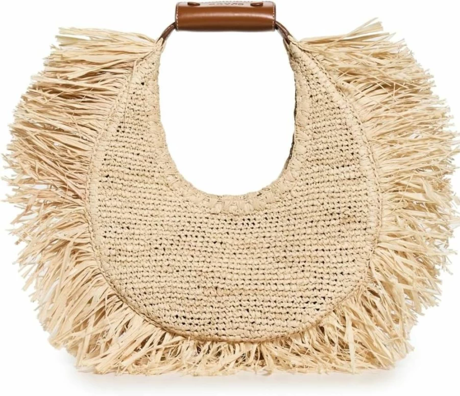 STAUD Moon Raffia Tote Bag for Women - Stylish Woven Straw Handbag