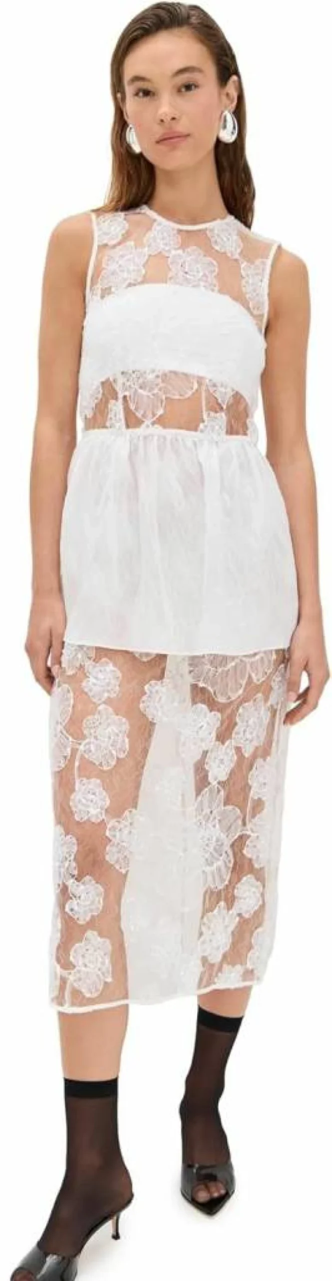 BAUM UND PFERDGARTEN Women's Antonie Dress - Elegant Floral Printed Midi Dress with Puff Sleeves