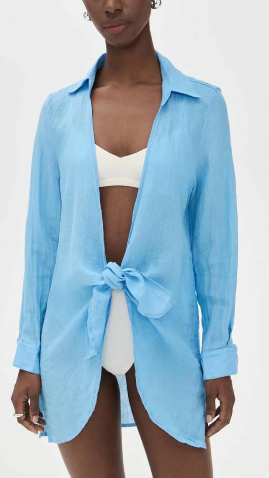 PQ Swim Women's Linen Millie Beach Cover Up - Lightweight Summer Tie Dress