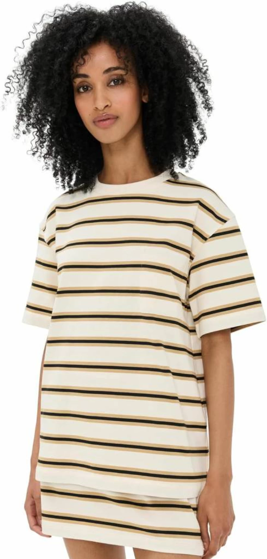 LE BOP Women's Caroline Variegated Short Sleeve T-Shirt | Casual Striped Tee