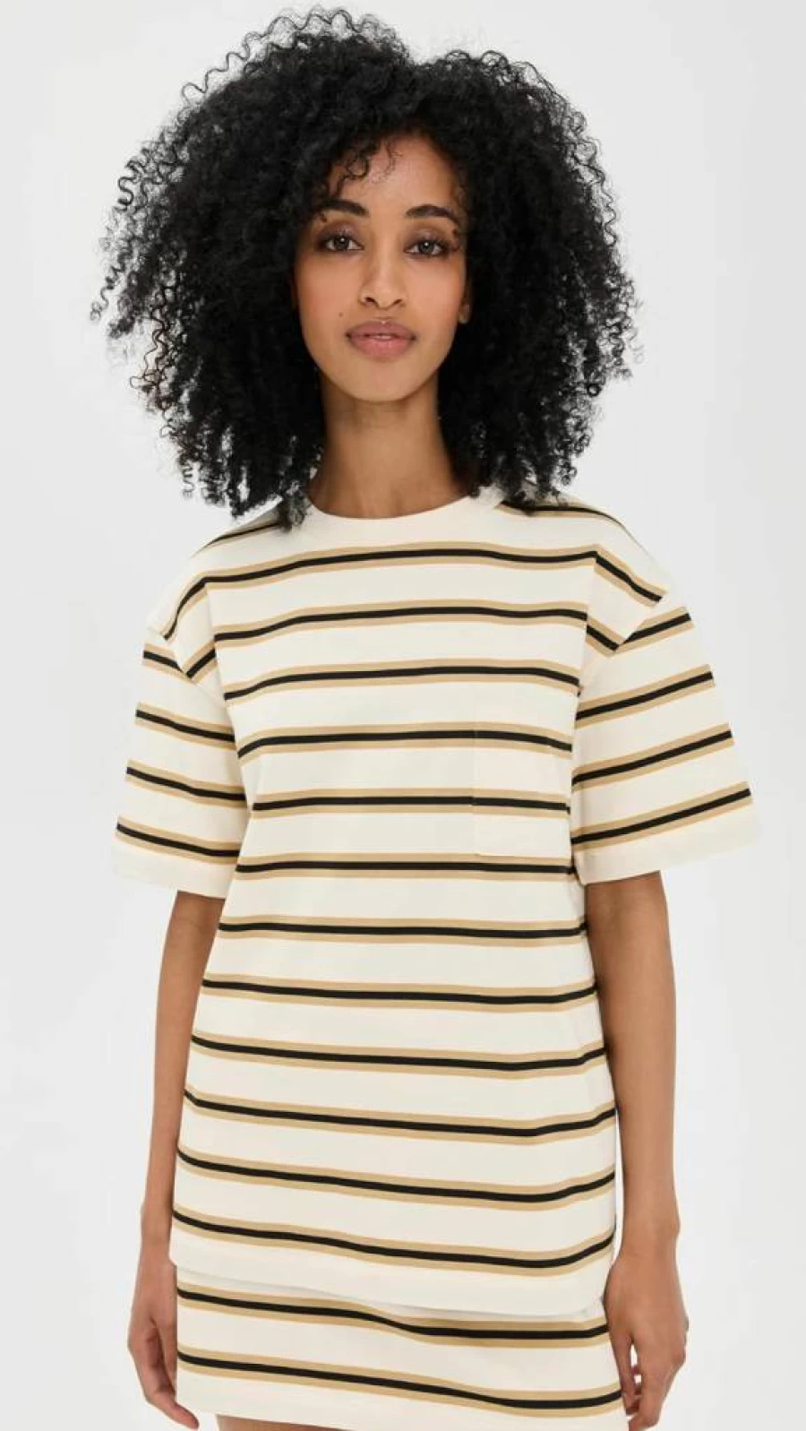 LE BOP Women's Caroline Variegated Short Sleeve T-Shirt | Casual Striped Tee