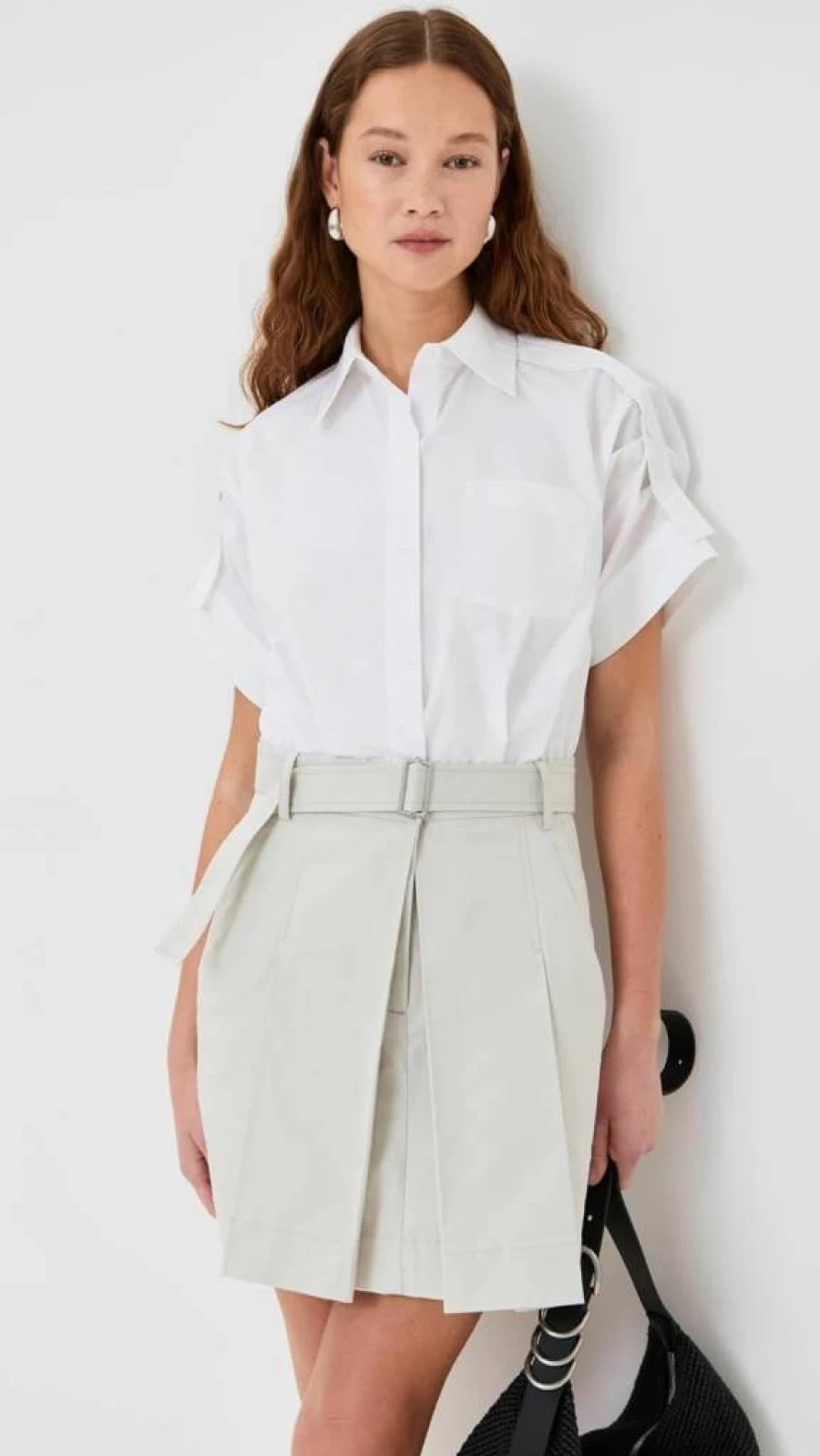 3.1 Phillip Lim Women's Pleated Skirt Combo Shirt Dress - Stylish Casual & Elegant Outfit