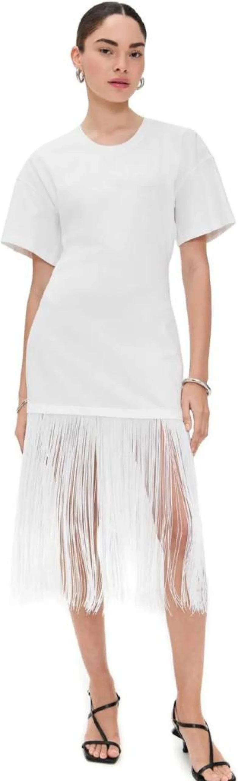 Pixie Market Women's Boho Fringe Cotton T-Shirt Dress Casual Summer Mini Dress