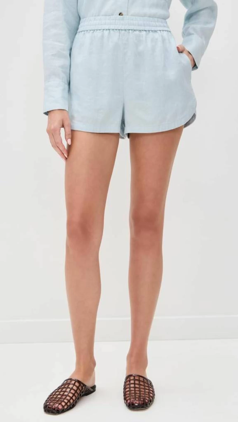 LE BOP Women's Estelle High-Waisted Denim Shorts - Classic Fit Stretch Comfort Summer Casual