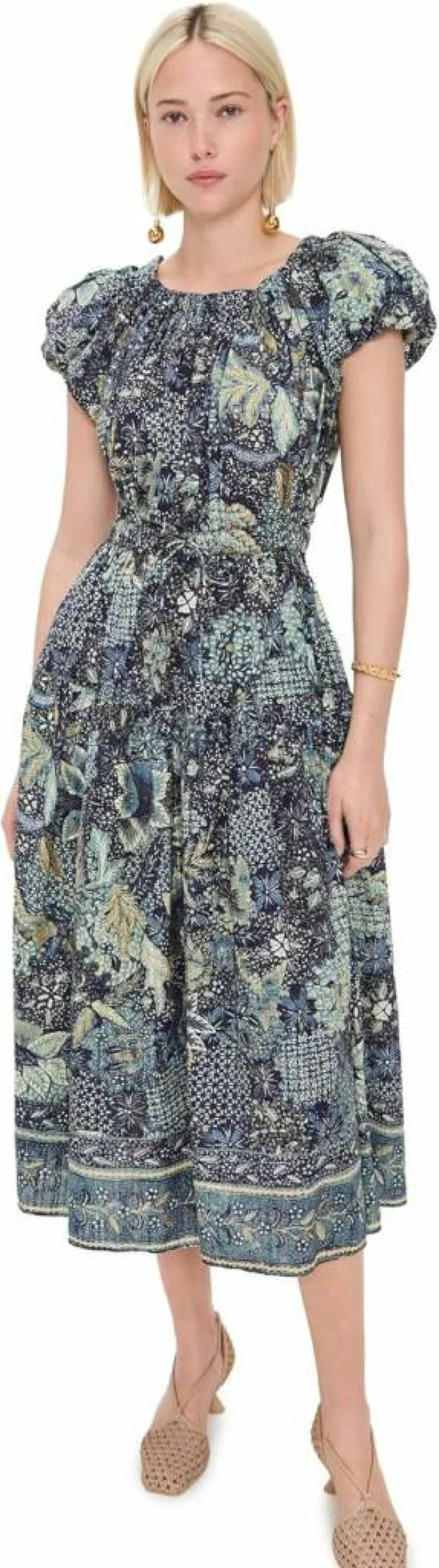 Ulla Johnson Women's Abigail Floral Printed Midi Dress with Ruffled Hem