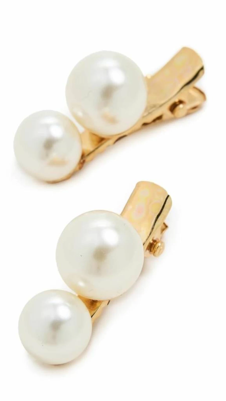 Jennifer Behr Gretel Pearl Hair Clips Set - 2-Piece Gold & Off White Hair Accessories for Women