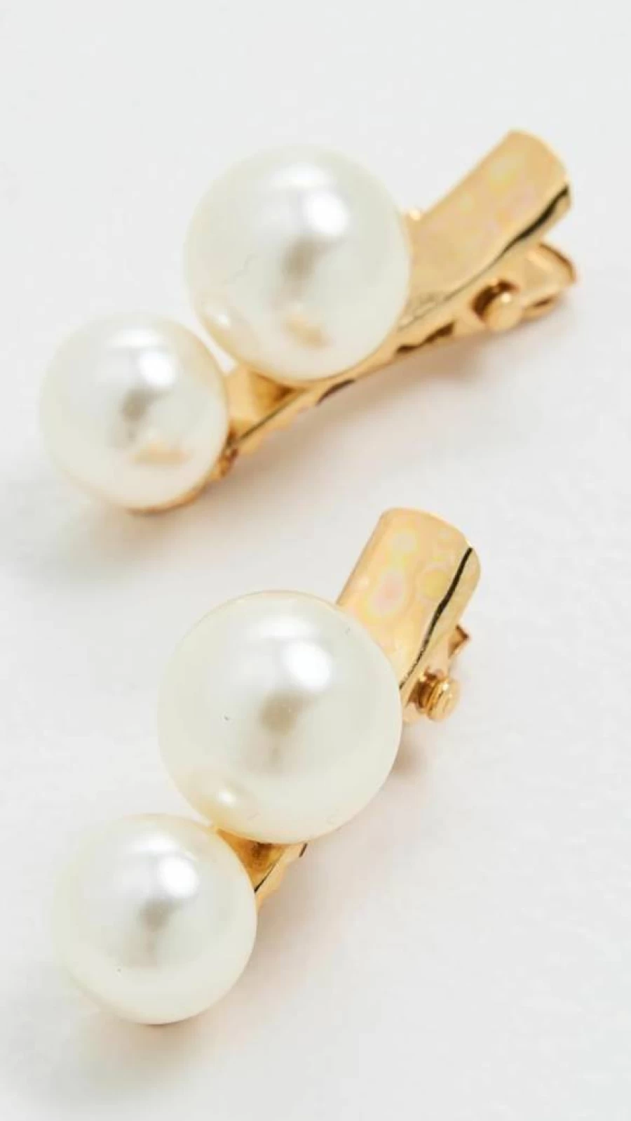 Jennifer Behr Gretel Pearl Hair Clips Set - 2-Piece Gold & Off White Hair Accessories for Women