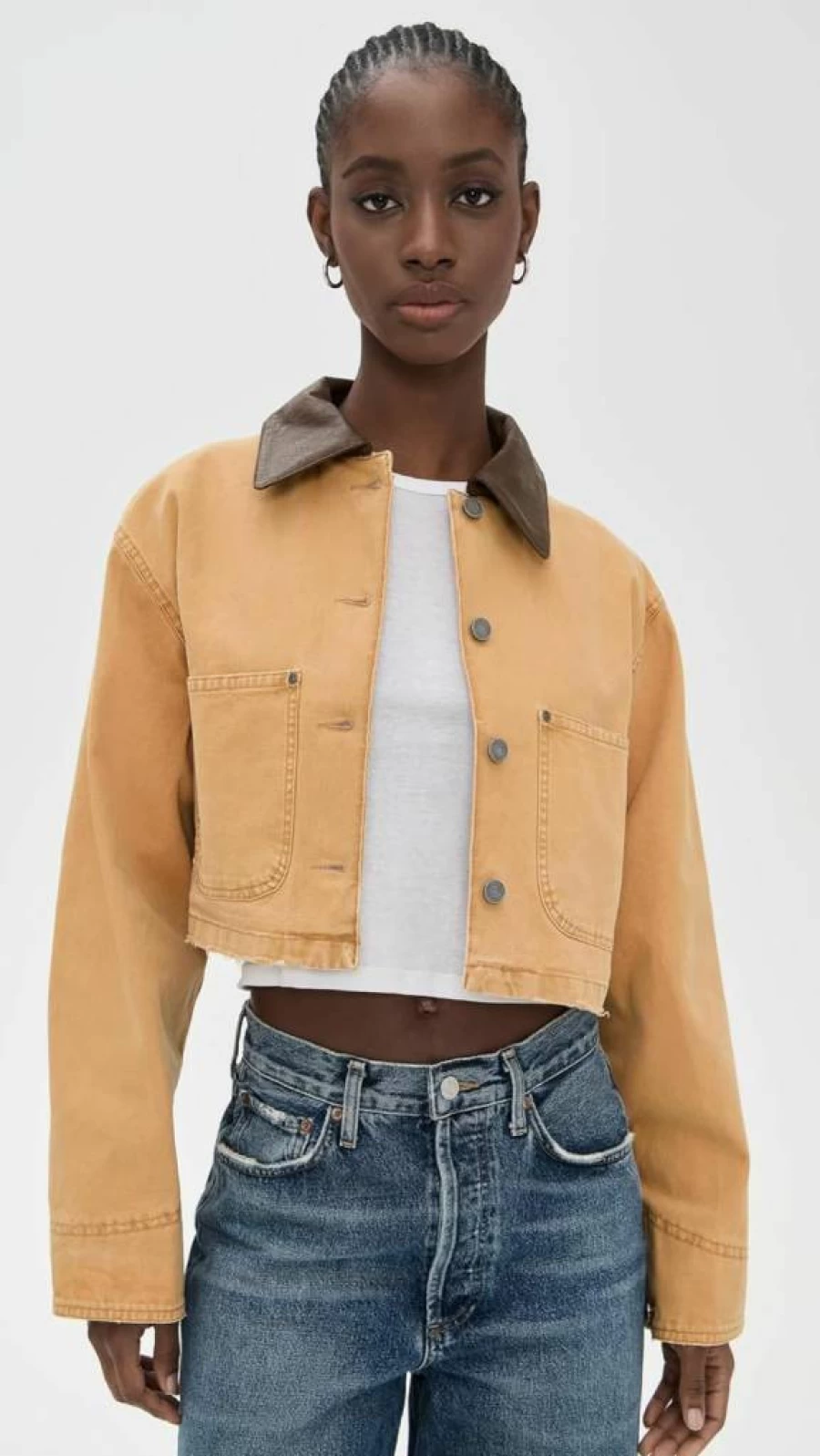 AFRM Women's Cropped Workwear Jacket - Stylish Wrenley Denim Jacket for Women