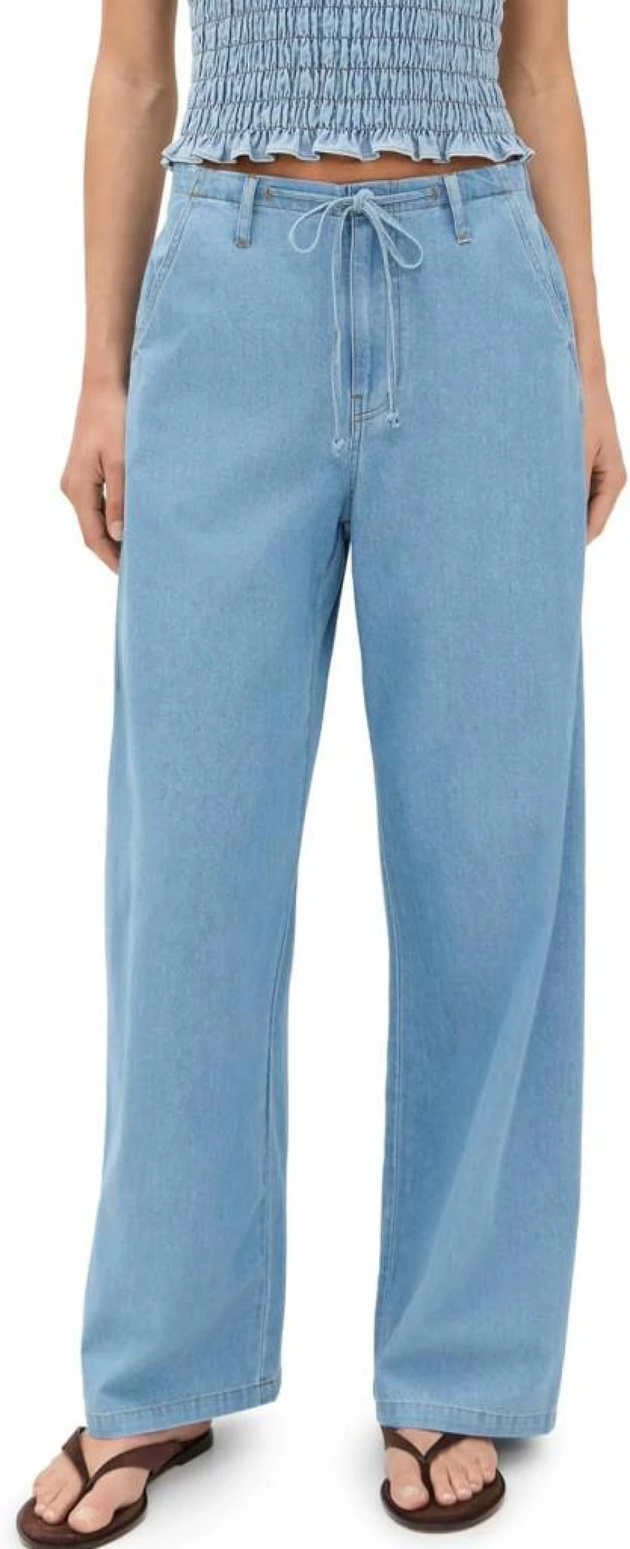 LNA Women's High-Waisted Gia Tie Pants - Elegant Trousers for Casual & Office Wear