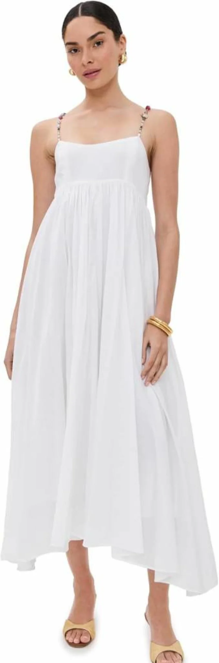 Azeeza Women's Rachel Midi Dress - Elegant Flowy A-Line Summer Dress with V-Neck and Short Sleeves