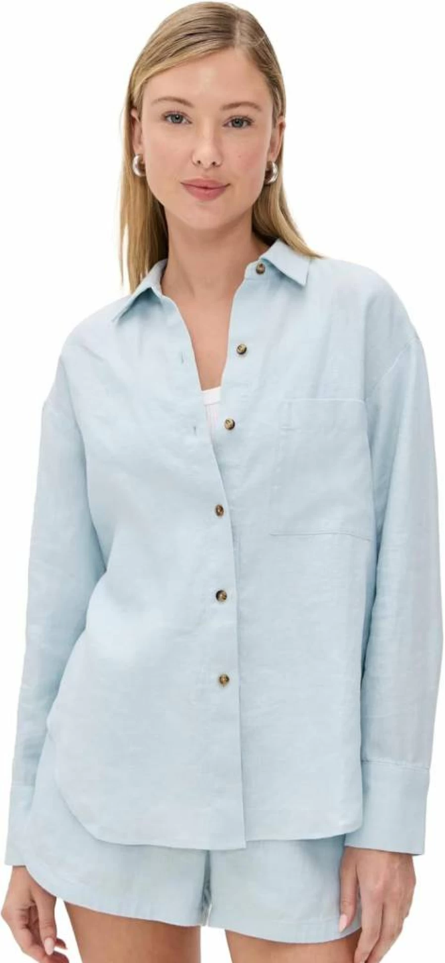 LE BOP Women's Estelle Shirt - Classic Casual Button-Down Top for Women