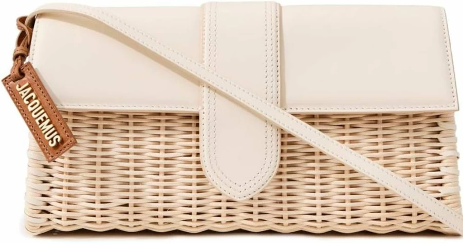 Jacquemus Le Bambino Long Osier Woven Straw Shoulder Bag for Women