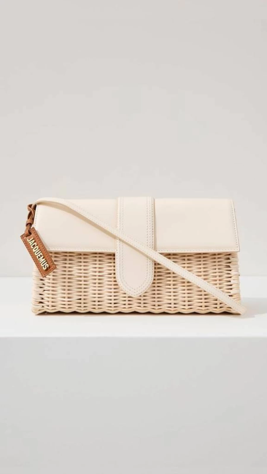 Jacquemus Le Bambino Long Osier Woven Straw Shoulder Bag for Women