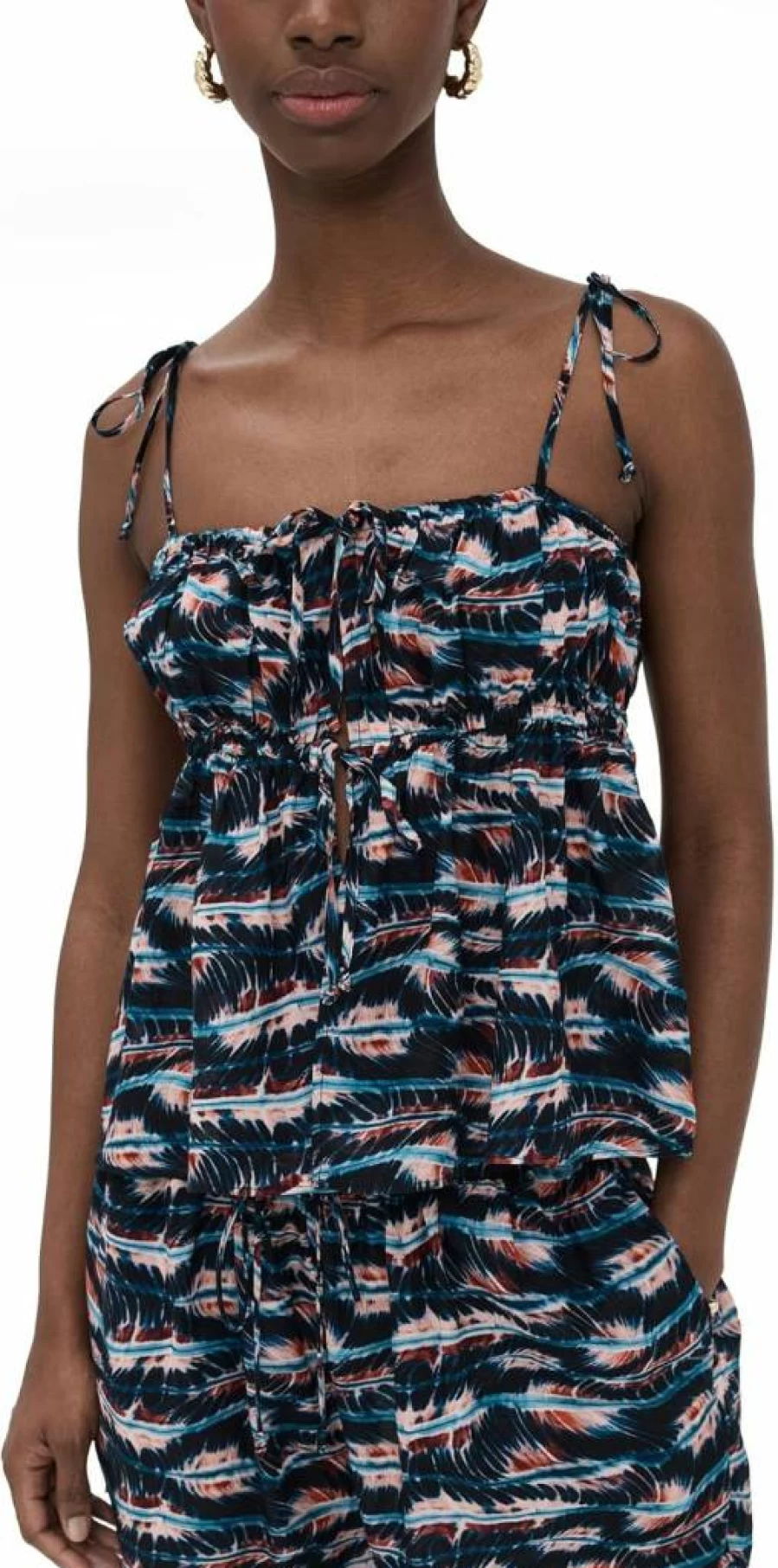 Ulla Johnson Women's Tallulah Coverup Top - Floral Printed Beach Tunic Summer Blouse