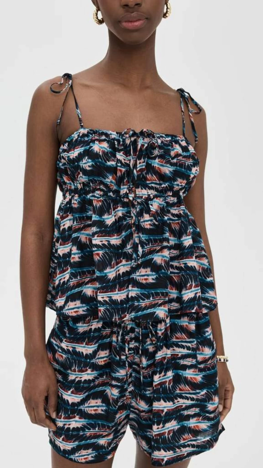 Ulla Johnson Women's Tallulah Coverup Top - Floral Printed Beach Tunic Summer Blouse