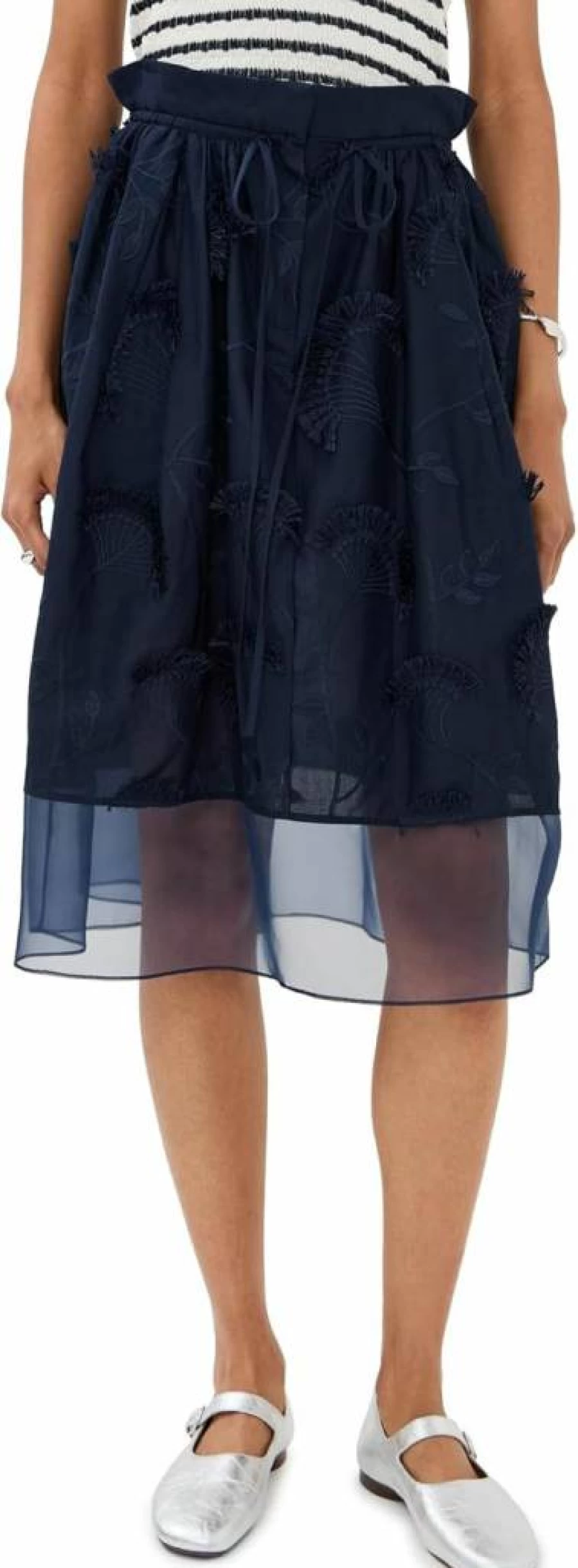 3.1 Phillip Lim Women's Organza Tie Waist Midi Skirt - Elegant Layered Combo Design
