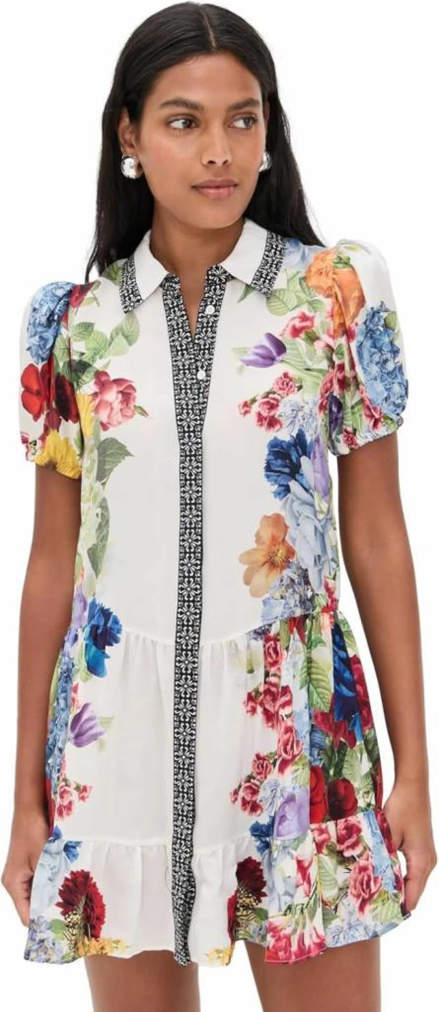 Alice + Olivia Claire Tiered Mini Dress for Women - Floral Print Summer Dress